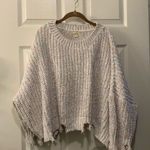 POL CONFETTI BIG CHUNKY CROPPED DESTROYED/DISTRESSED SWEATER BOXY SZ S